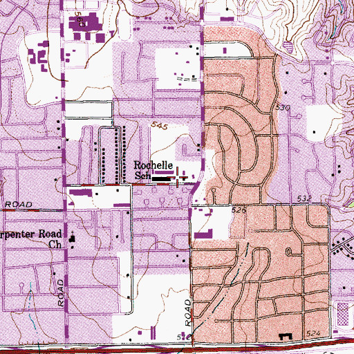 Topographic Map of Rochelle School, TX