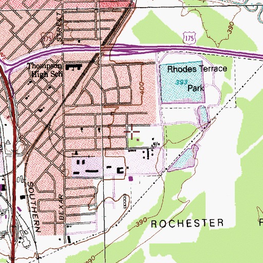 Topographic Map of Rochester Park, TX