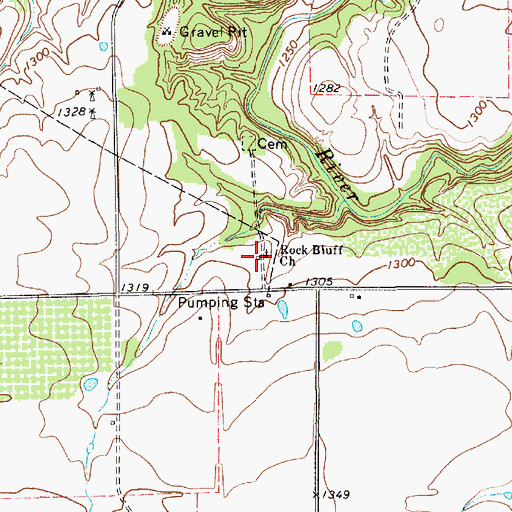 Topographic Map of Rock Bluff Church, TX