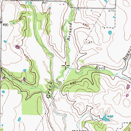 Topographic Map of Rock Branch, TX