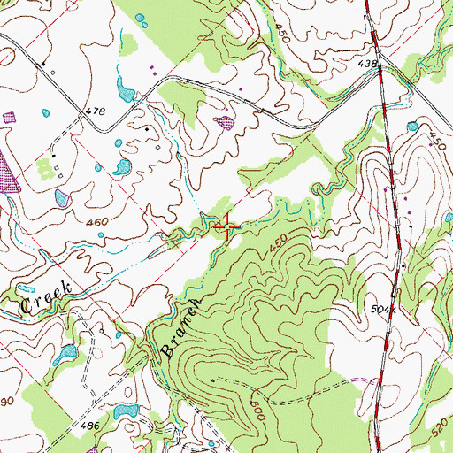 Topographic Map of Rock Branch, TX