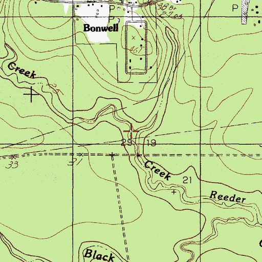 Topographic Map of Rock Creek, TX