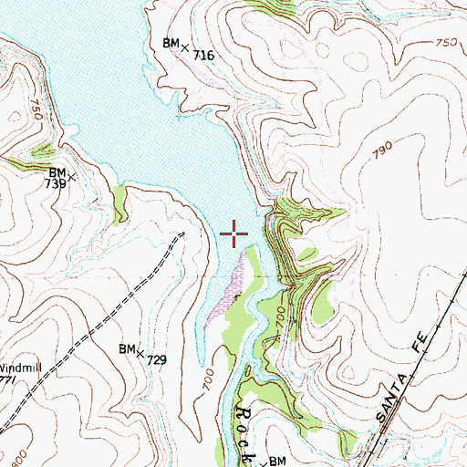 Topographic Map of Rock Creek, TX