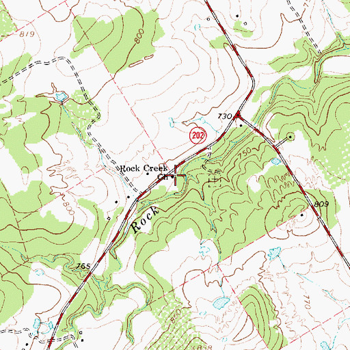 Topographic Map of Rock Creek Church, TX
