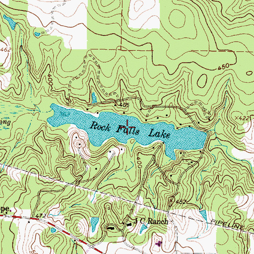 Topographic Map of Rock Falls Lake, TX