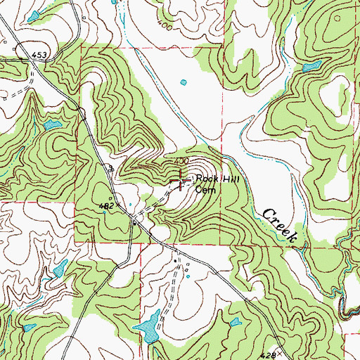 Topographic Map of Rock Hill Cemetery, TX
