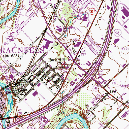 Topographic Map of Rock Hill Church, TX