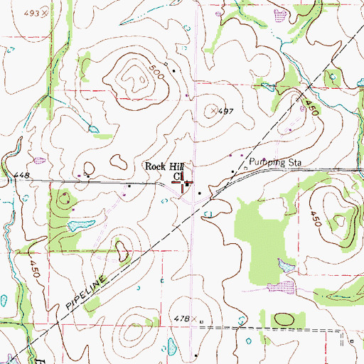 Topographic Map of Rock Hill Church, TX