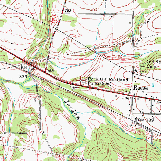 Topographic Map of Rock Hill Restland Park, TX