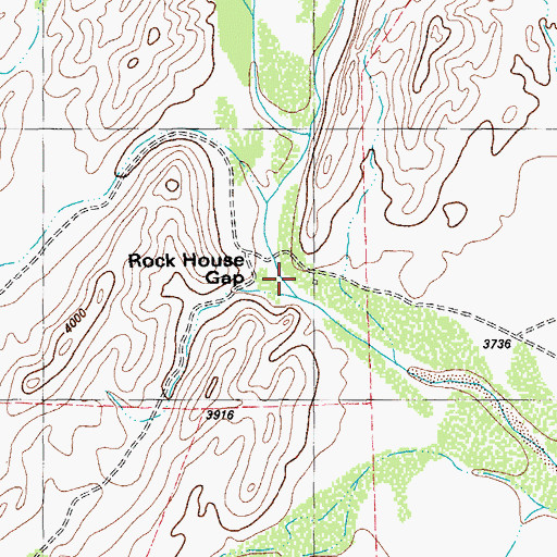 Topographic Map of Rock House, TX