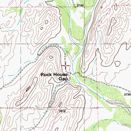Topographic Map of Rock House Gap, TX