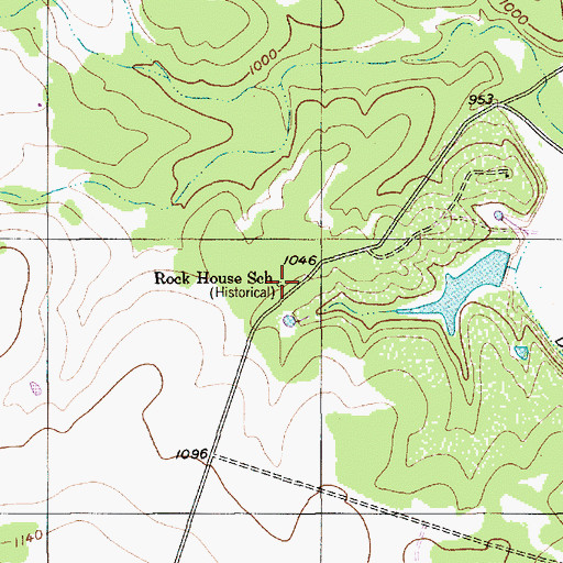 Topographic Map of Rock House School, TX