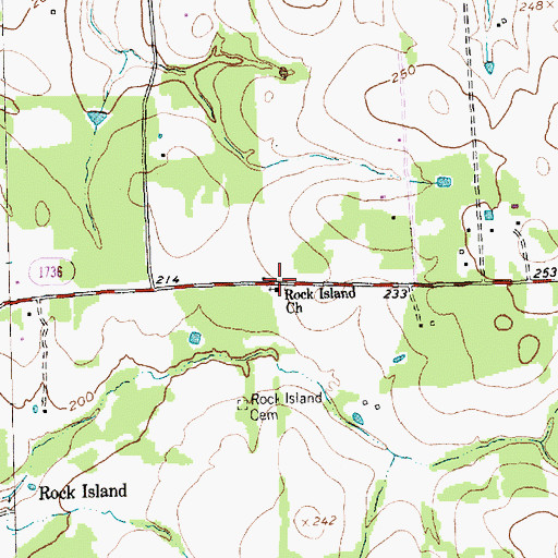 Topographic Map of Rock Island Church, TX