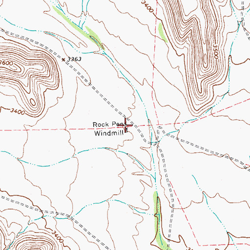 Topographic Map of Rock Pens Windmill, TX