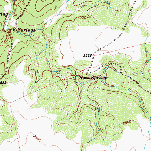Topographic Map of Rock Springs, TX