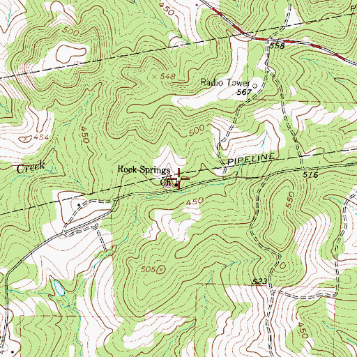 Topographic Map of Rock Springs Church, TX