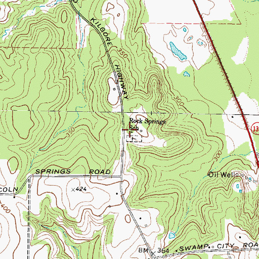 Topographic Map of Rock Springs School, TX