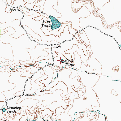 Topographic Map of Rock Tank, TX