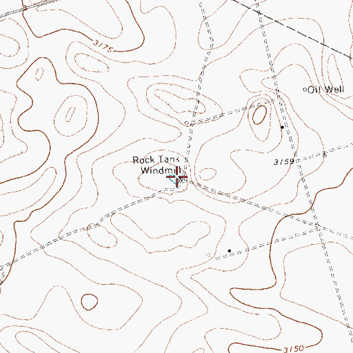Topographic Map of Rock Tank Windmill, TX