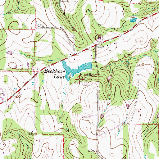 Topographic Map of Rockfield Cemetery, TX