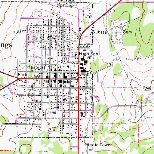 Topographic Map of Rocksprings, TX