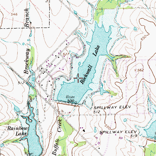 Topographic Map of Rockwall Lake, TX