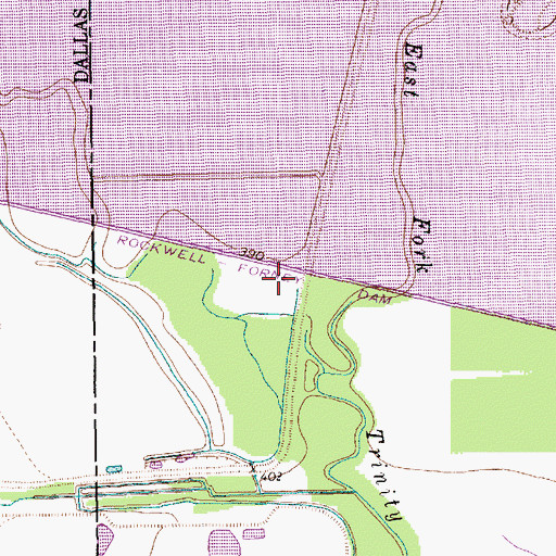 Topographic Map of Rockwell-Forney Dam, TX