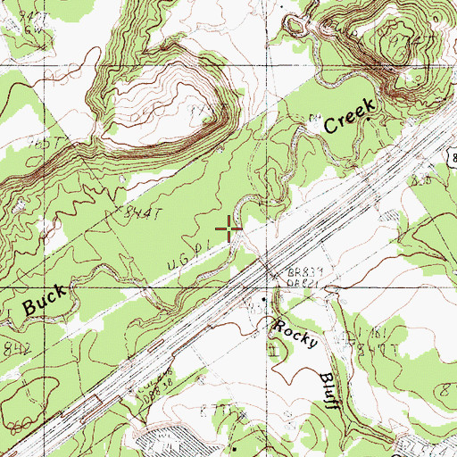Topographic Map of Rocky Bluff Creek, TX