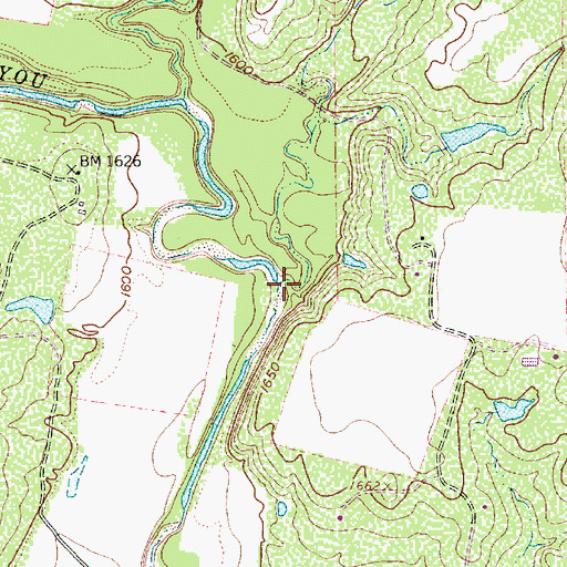 Topographic Map of Rocky Branch, TX