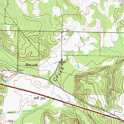 Topographic Map of Rocky Branch, TX