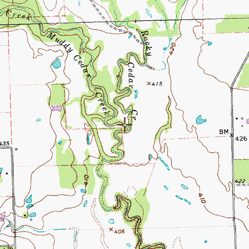 Topographic Map of Rocky Cedar Creek, TX
