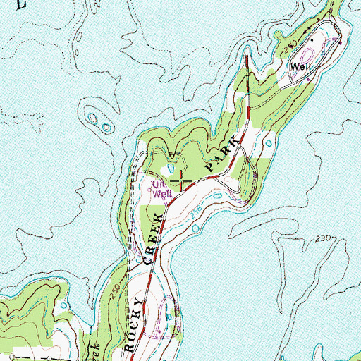 Topographic Map of Rocky Creek Park, TX