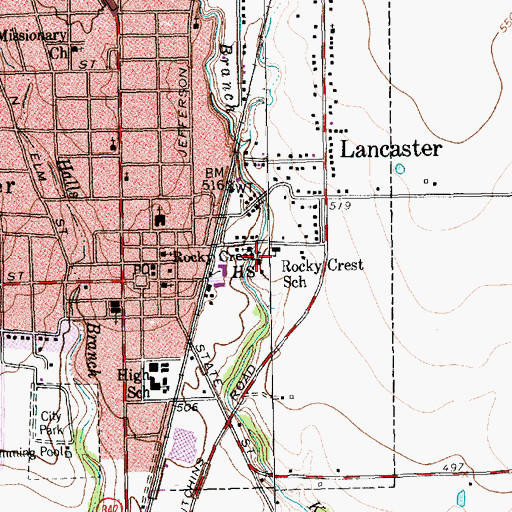 Topographic Map of Rocky Crest High School, TX