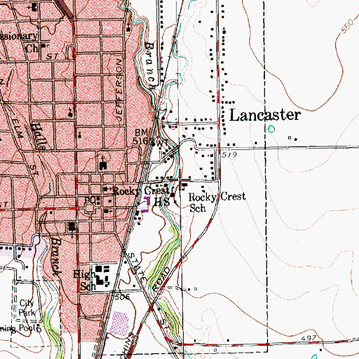 Topographic Map of Rocky Crest School, TX