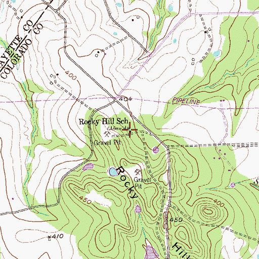 Topographic Map of Rocky Hill School, TX