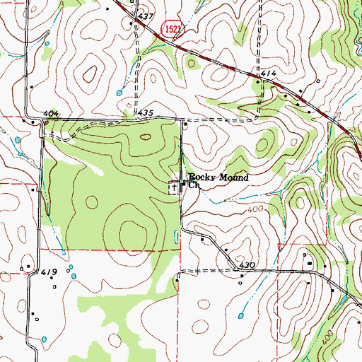Topographic Map of Rocky Mound Church, TX