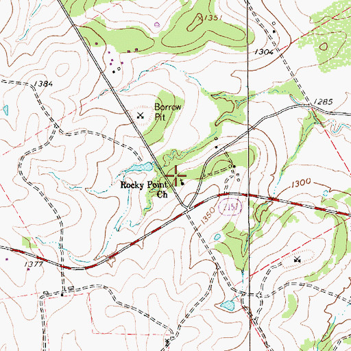Topographic Map of Rocky Point Church, TX