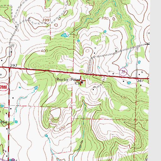 Topographic Map of Rocky Point Church, TX