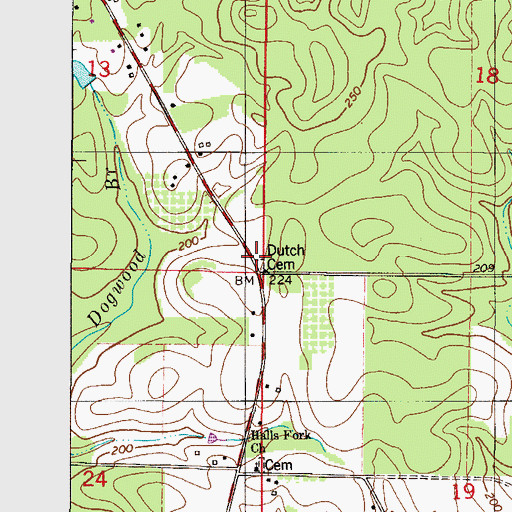 Topographic Map of Dutch Cemetery, AL