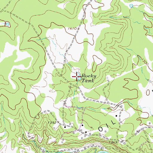 Topographic Map of Rocky Tank, TX