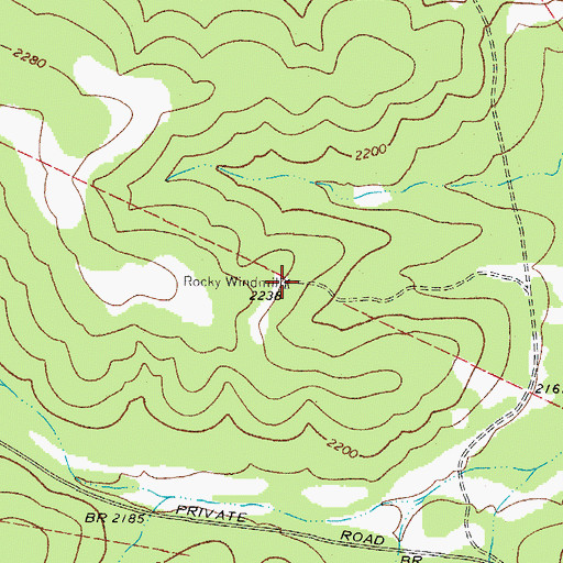 Topographic Map of Rocky Windmill, TX