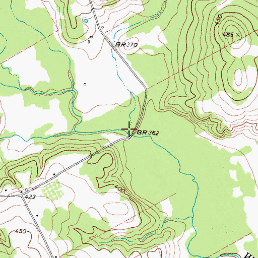 Topographic Map of Roddy Branch, TX