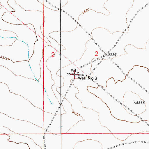Topographic Map of Well Number Three, AZ