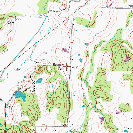 Topographic Map of Rodgers Cemetery, TX
