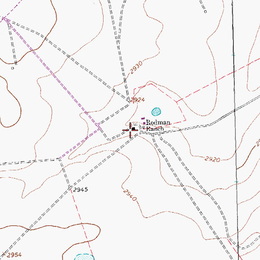 Topographic Map of Rodman Ranch, TX