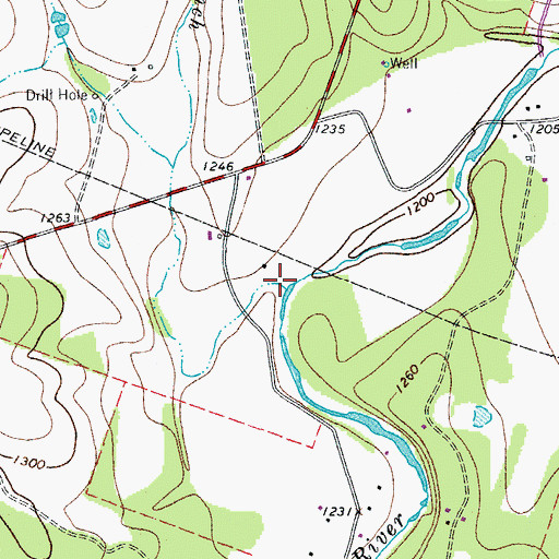 Topographic Map of Rogers Branch, TX