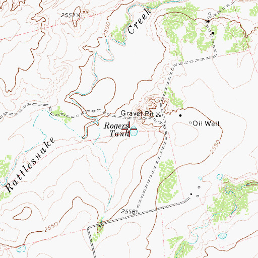 Topographic Map of Rogers Tank, TX
