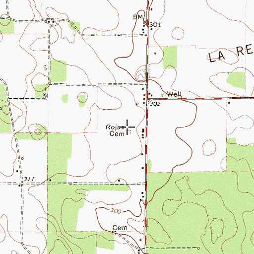 Topographic Map of Rojas Cemetery, TX