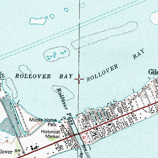 Topographic Map of Rollover Bay, TX