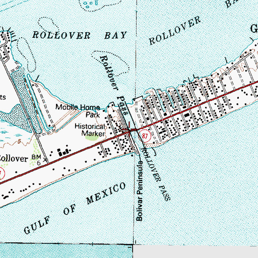 Topographic Map of Rollover Pass, TX
